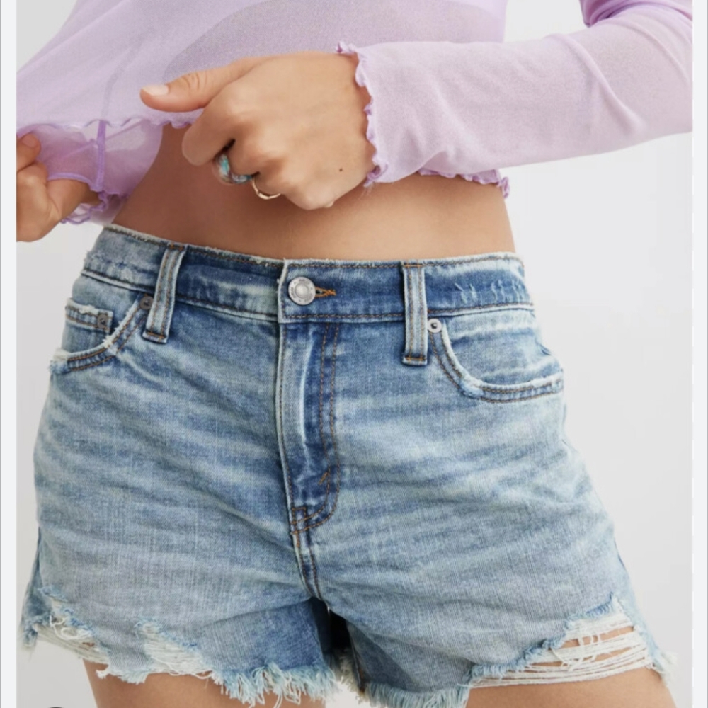 Distressed aerie denim shorts